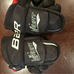 Bauer Black and Red Hockey Gloves size 8 gently worn